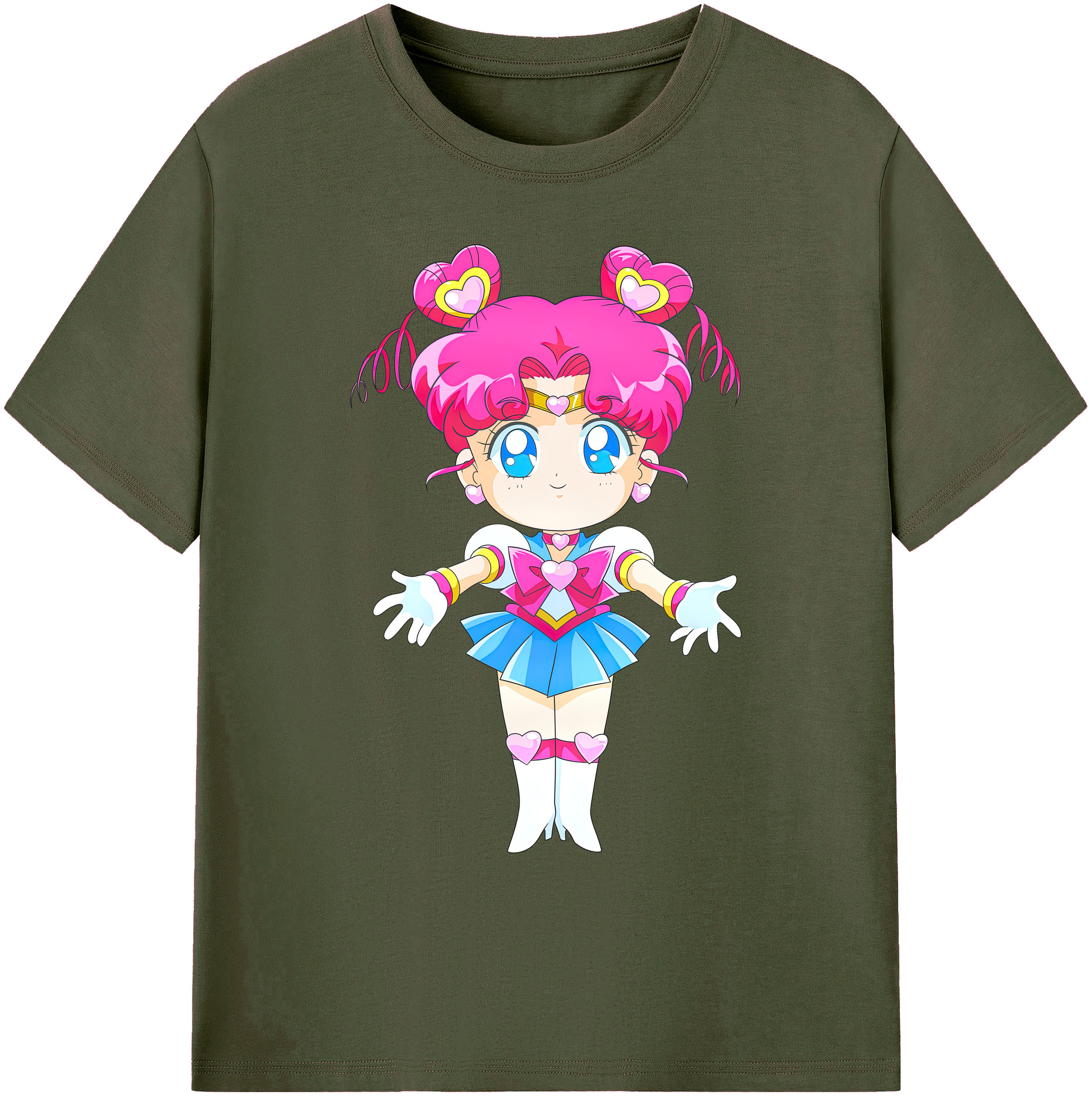 （画像用） 美少女戦士セーラームーン ちびうさ Sailor Moon Chibiusa Tsukino Usagi Small Lady Serenity 綿100％ メンズ半袖Tシャツ｜肌触りやわらか＆通気性